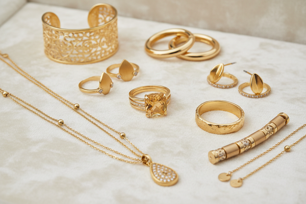 MAAK EEN AFBEELDING VAN VERSCHILLENDE GOUDEN SIERADEN